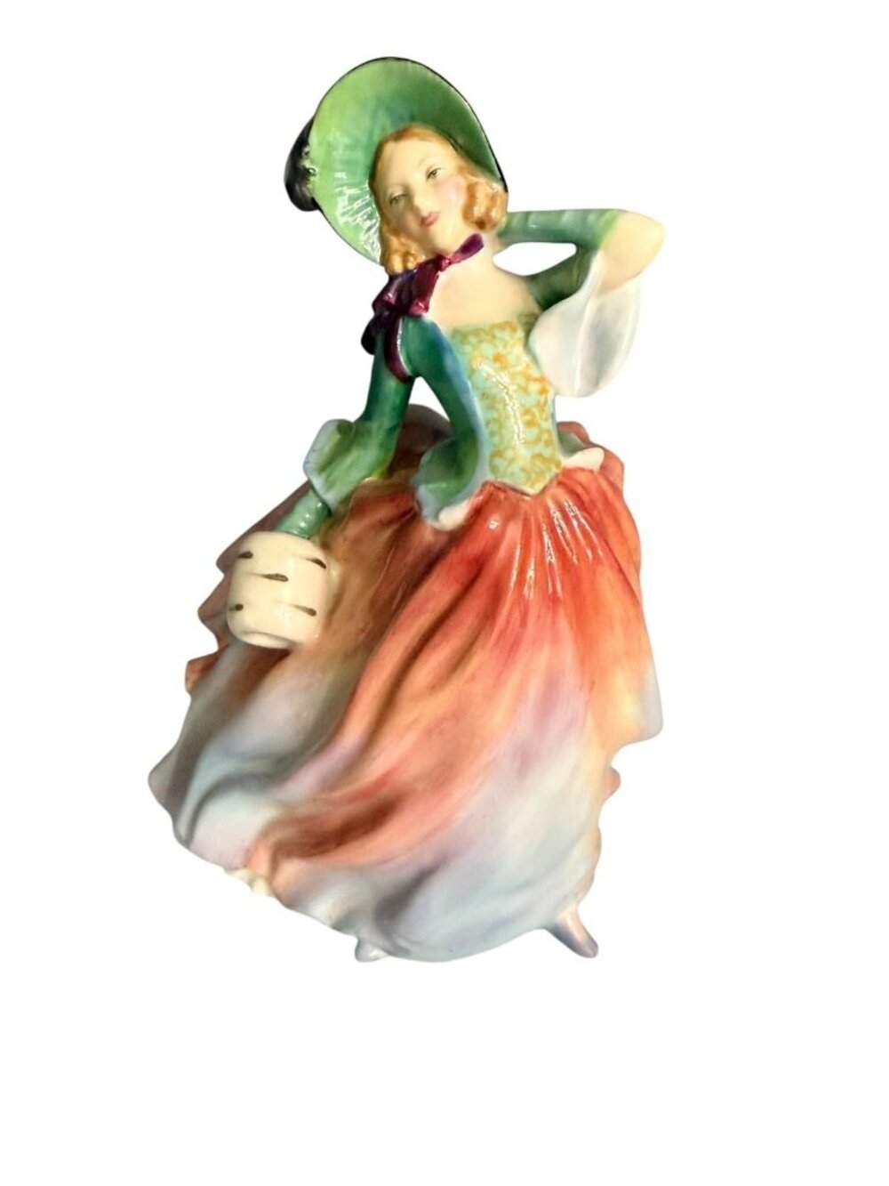 Royal Doulton "Autumn Breezes" Porcelain Figurine HN1911 two footed green & pink
